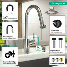 Load image into Gallery viewer, hansgrohe Talis S Easy Install Kitchen Faucet 1-Handle 16-inch Tall Pull Down Sprayer Magnetic Docking Spray Head Wide Reach in Chrome, 14877001
