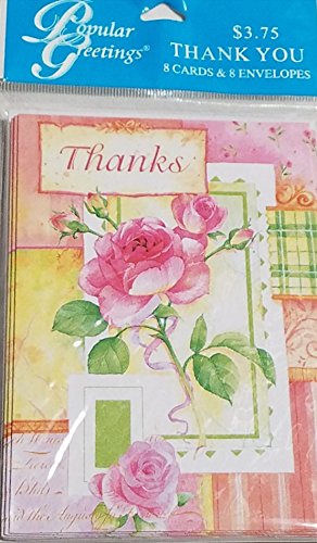 Thank You Note Cards - 8 Thank Yous and Envelopes