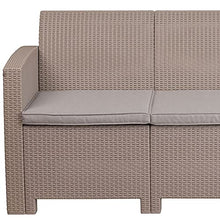 Load image into Gallery viewer, Flash Furniture Light Gray Faux Rattan Sofa with All-Weather Light Grey Cushions
