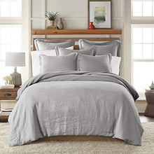 Load image into Gallery viewer, Levtex Home - 100% Linen - King Duvet Cover - Washed Linen in Light Grey - Duvet Cover Size (108 x 96in.)
