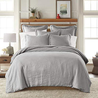 Levtex Home - 100% Linen - King Duvet Cover - Washed Linen in Light Grey - Duvet Cover Size (108 x 96in.)