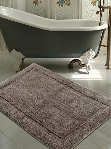 WARISI Track Collection Solids Microfiber Bathroom, Bedroom Rug, 34''L x 21'' W, Grey