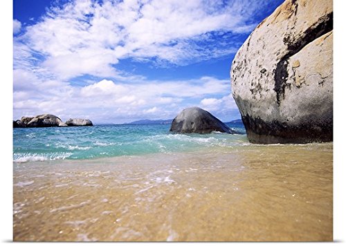 GREATBIGCANVAS Entitled Rocks in The sea, The Baths, Virgin Gorda, British Virgin Islands Poster Print, 60