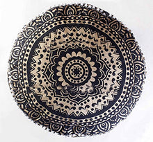Load image into Gallery viewer, Indian Mandala Tapestry Decorative Floor Designs Cover Ottoman Pouf Cotton Comfortable Indian Cover Cushion Pouf Pillow Indian Indian Ombre Traditional Ethnic Pouf 14 x 24&#39;&#39; (Black-Gold Ombre)
