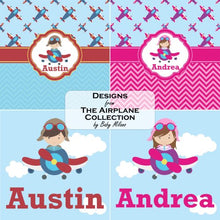 Load image into Gallery viewer, RNK Shops Airplane Theme - for Girls Minky Blanket - Twin/Full - 80&quot;x60&quot; - Single Sided (Personalized)
