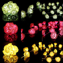 Load image into Gallery viewer, Yellow 20 LED Rose Flower Lights Lamp Garden Party Decorative Lights by 24/7 store
