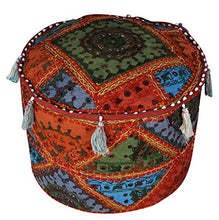 Load image into Gallery viewer, Lalhaveli Ethnic Patchwork Ottoman Cover 17 X 17 X 12 Inches
