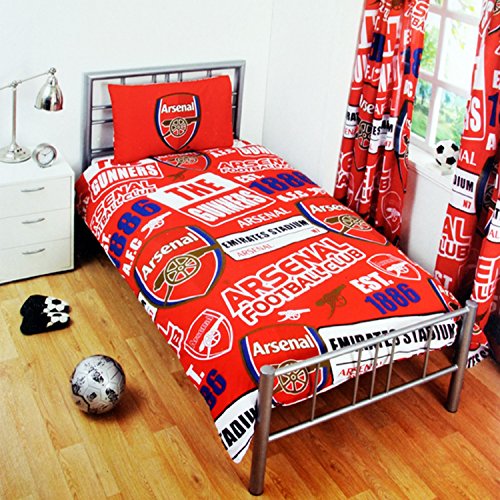 Arsenal FC Childrens/Kids Official Patch Football Crest Duvet Set (Twin Bed) (Red)