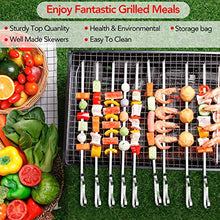 Load image into Gallery viewer, BearMoo Kabob Skewers 17&quot; Stainless Steel BBQ Barbecue Skewers 7/20&quot; Flat Metal Grilling Skewers Set, Reusable BBQ Sticks (Set of 10 +1 X Handy Storage)
