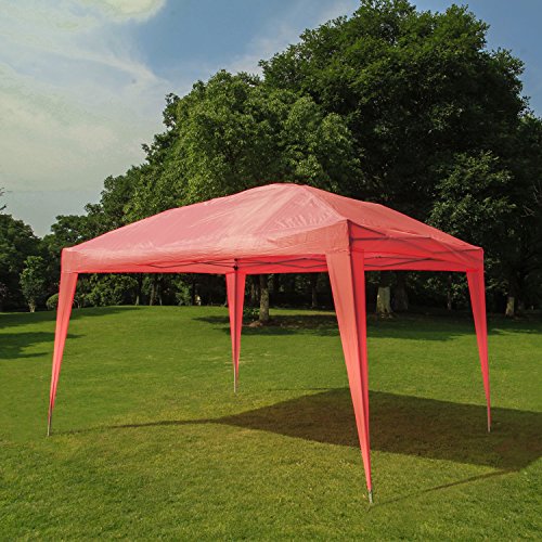 BenefitUSA EZ POP UP Wedding Party Tent 10'x13' Folding Gazebo Beach Canopy W/Carry Bag 210D Oxford Fabric (Pink)