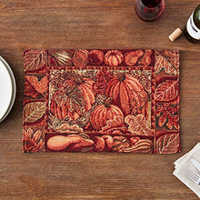 Load image into Gallery viewer, Violet Linen Fall Harvest Thanksgiving Autumn Leaves Sunflowers Fruits Pumpkins Tapestry Pattern, Polyester Cotton Woven Tapestry , Pumpkins, 13 X 19, Rectangler Set of 4, Decorative Place Mats
