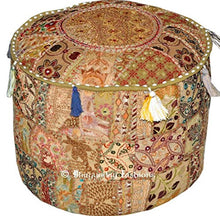 Load image into Gallery viewer, NANDNANDINI- Indian Vintage Ottoman Pouf Cover ,Patchwork Ottoman, Living Room Patchwork Foot Stool Cover,Decorative Handmade Home Chair Cover
