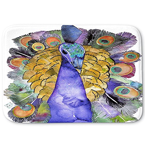DiaNoche Designs Memory Foam Bath or Kitchen Mats by Marley Ungaro - Peacock, Large 36 x 24 in