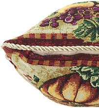 Load image into Gallery viewer, Violet Linen Fall Harvest Collection-Tapestry Cornucopia with Pumpkins and Fruits Design 18&quot; x 18&quot; Cushion Cover
