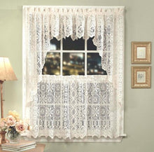 Load image into Gallery viewer, LORRAINE HOME FASHIONS Hopewell Lace Window Valance, 58-Inch by 12-Inch, Cream
