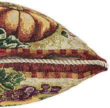 Load image into Gallery viewer, Violet Linen Incorporated Fall Harvest Collection-Tapestry Pumpkins and Autumn Leaves Design Throw-Pillows, 18&quot; X 18&quot;, Cornucopia
