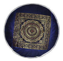 Load image into Gallery viewer, Lalhaveli Mandala Work Design Silk Round Footstool Ottoman Cover 17 X 17 X 12 Inches
