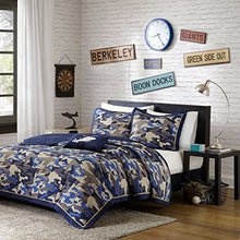 Load image into Gallery viewer, Mi Zone Cozy Quilt Set, Casual Modern Design, All Season Teen Bedding Coverlet Bedspread, Decorative Pillow, Boys Bedroom Dcor, Full/Queen, Josh Blue 4 Piece
