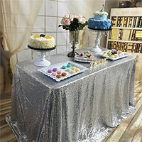 BalsaCircle TRLYC Sequin Rectangular Wedding Sparkly Silver Sequin Tablecloth 90-Inch by 132-Inch