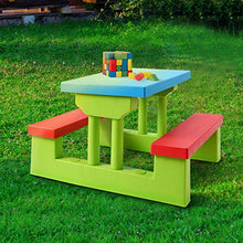 Load image into Gallery viewer, Costzon Kids Picnic Table, Indoor &amp; Outdoor Table and Bench with Removable Umbrella, Portable Picnic Table Bench Set for Toddlers, Great for Garden, Backyard, Patio (Red &amp; Green)
