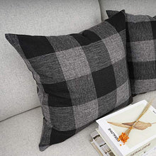 Load image into Gallery viewer, YOUR SMILE Retro Farmhouse Tartan Checkers Plaid Cotton Linen Decorative Throw Pillow Case Cushion Cover Pillowcase for Sofa 18 x 18 Inch, Set of 2, Black
