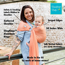 Load image into Gallery viewer, Beachfront Baby - Versatile Water &amp; Warm Weather Ring Sling Baby Carrier | Made in USA with Safety Tested Fabric &amp; Aluminum Rings | Lightweight, Quick Dry &amp; Breathable (Navy Blue, X-Long)
