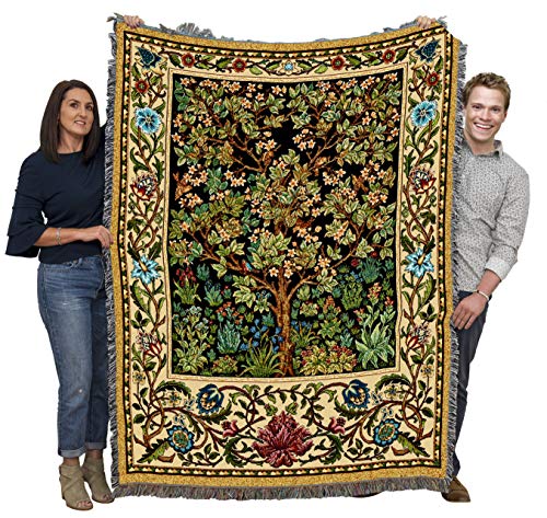 Tree of Life - Arts and Crafts by William Morris - Blanket Throw Woven from Cotton - Made in The USA (72x54)