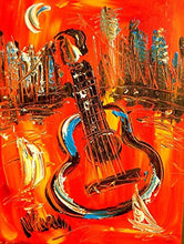 Load image into Gallery viewer, GUITAR Art Village Valley Relax Painting Wall Decor Home Field Hanging Art Green Canvas Original Painting Landscape Impasto Oil by Mark Kazav
