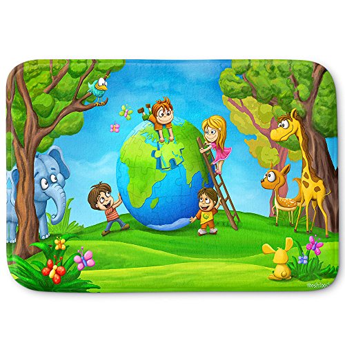 DiaNoche Designs Memory Foam Bath or Kitchen Mats by Tooshtoosh - Fixing the Globe, Large 36 x 24 in