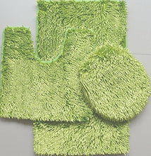 Load image into Gallery viewer, BH Home &amp; Linen 3 Piece Shiny Chenille Bath Rugs Set Large 18&quot; x 30 Contour Mat 18&quot;x18&quot; and Lid. (Lime Green)
