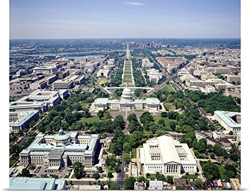 GREATBIGCANVAS Entitled Aerial View of Buildings in a City, Washington DC Poster Print, 60