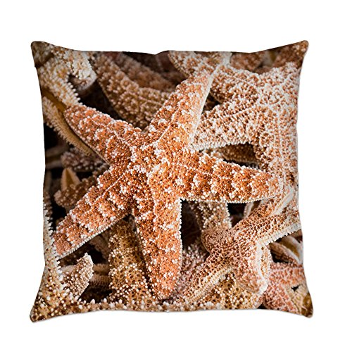 Truly Teague Burlap Suede or Woven Throw Pillow Collection of Starfish - Woven, 16 Inch