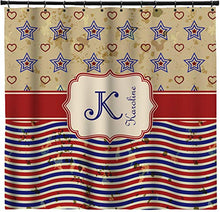 Load image into Gallery viewer, YouCustomizeIt Vintage Stars &amp; Stripes Shower Curtain - 69&quot;x70&quot; w/Name and Initial

