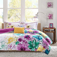Intelligent Design Comforter Set Vibrant Floral Design, Teen Bedding for Girls Bedroom, Mathcing Sham, Decorative Pillow, Twin/Twin X-Large, Olivia Blue 4 Piece