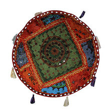 Load image into Gallery viewer, Lalhaveli Home Decorative Patchwork Embroidered Ottoman Cover 16 X 16 X 12 Inches
