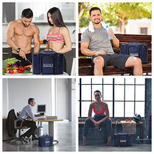 Load image into Gallery viewer, Meal Prep Lunch Bag / Box For Men, Women + 3 Large Food Containers (45 Oz.) + 2 Big Reusable Ice Packs + Shoulder Strap + Shaker With Storage. Insulated Lunchbox Cooler Tote. Adult Portion Control Set
