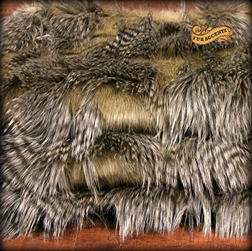 Fur Accents Brown Feather Faux Fur Throw Blanket Plush with Cuddle Fur Lining 5'x6'