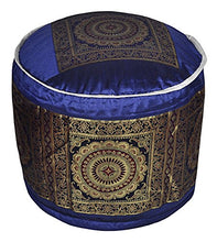 Load image into Gallery viewer, Lalhaveli Mandala Work Design Silk Round Footstool Ottoman Cover 17 X 17 X 12 Inches
