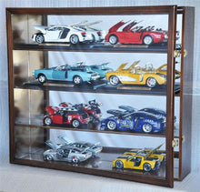 Load image into Gallery viewer, 1/18 Scale Diecast Display Case Cabinet Holder Rack w/UV Protection- Lockable with Mirror Back, Walnut
