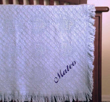 Load image into Gallery viewer, Fastasticdeal Mateo Embroidered Boy Personalized Cotton Woven Blue Baby Blanket

