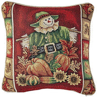 Violet Linen Fall Harvest Collection-Tapestry Scarecrow Pumpkins Autumn Leaves and Sunflowers Design 18
