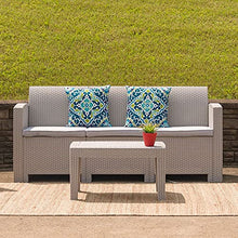 Load image into Gallery viewer, Flash Furniture Light Gray Faux Rattan Sofa with All-Weather Light Grey Cushions

