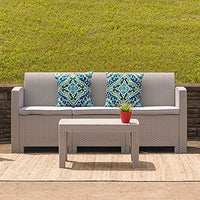Flash Furniture Light Gray Faux Rattan Sofa with All-Weather Light Grey Cushions
