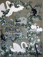 Tile Mural Contemporary Art Swan Romance by Kathy McNeil Kitchen Bathroom Shower Wall Backsplash Splashback 3x4 6