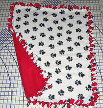 Load image into Gallery viewer, Paw Prints Dog Print Hand Tied Fleece Baby Pet Dog Blankets (White)
