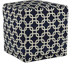 Load image into Gallery viewer, Majestic Home Goods Links Indoor/Outdoor Bean Bag Ottoman Pouf Cube, 17&quot; x 17&quot; x 17&quot; (Navy Blue)
