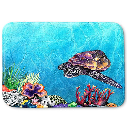 DiaNoche Designs Memory Foam Bath or Kitchen Mats by Brazen Design Studio - Sea Turtle, Large 36 x 24 in