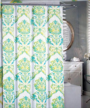 Load image into Gallery viewer, Tahari Fabric Shower Curtain Green Blue Yellow Floral Pattern -- Chinoisserie Damask
