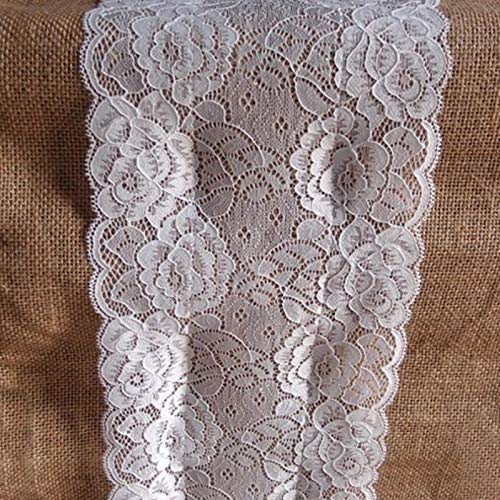 PaperLanternStore.com Vintage Burlap and Lace Style No.3 Table Runner (12 x 108)