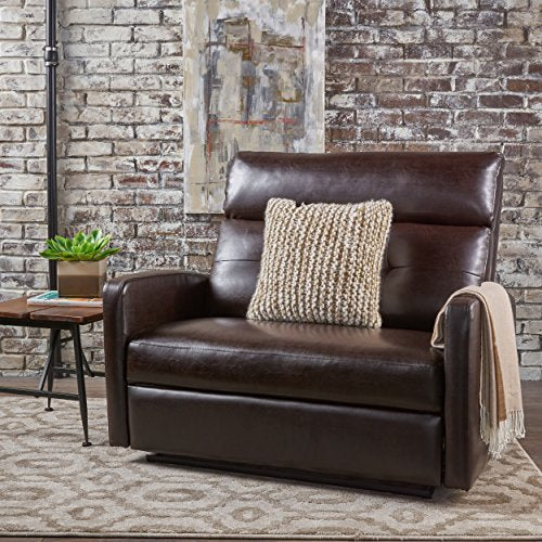 Christopher Knight Home Halima Leather 2-Seater Recliner, Brown